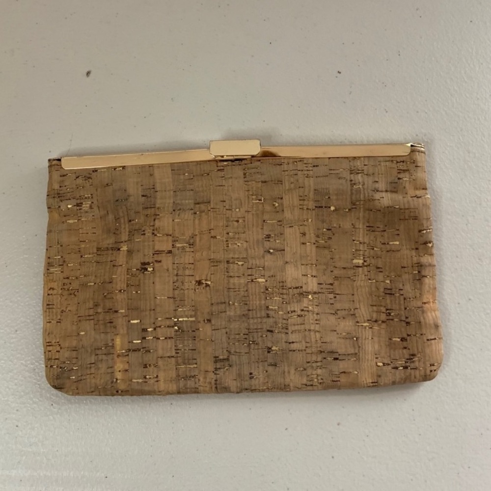 J. Crew Natural Gold Flecked Cork Clutch